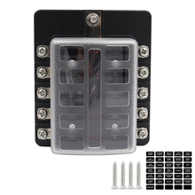 Load image into Gallery viewer, 12V~24V 6/8/10/12/ Ways Blade Holder Fuse Relay Box Terminal Circuit Fuse Box with LED Warning Light Circuit Fuse Box Car Marine Fuse Panel
