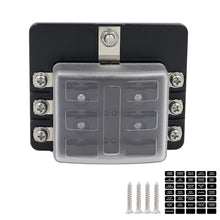 Load image into Gallery viewer, 12V~24V 6/8/10/12/ Ways Blade Holder Fuse Relay Box Terminal Circuit Fuse Box with LED Warning Light Circuit Fuse Box Car Marine Fuse Panel
