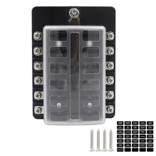 Load image into Gallery viewer, 12V~24V 6/8/10/12/ Ways Blade Holder Fuse Relay Box Terminal Circuit Fuse Box with LED Warning Light Circuit Fuse Box Car Marine Fuse Panel
