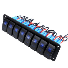Load image into Gallery viewer, Marine 2/3/4/5/6/ 8 Group Rocker Switch Panel 5-pin for 12V/24V Cars ATV Trailers With Blue Indicator Light
