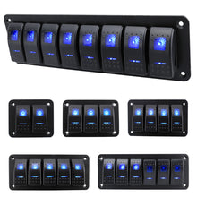 Load image into Gallery viewer, Marine 2/3/4/5/6/ 8 Group Rocker Switch Panel 5-pin for 12V/24V Cars ATV Trailers With Blue Indicator Light
