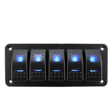 Load image into Gallery viewer, Marine 2/3/4/5/6/ 8 Group Rocker Switch Panel 5-pin for 12V/24V Cars ATV Trailers With Blue Indicator Light
