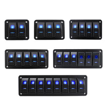 Load image into Gallery viewer, Marine 2/3/4/5/6/ 8 Group Rocker Switch Panel 5-pin for 12V/24V Cars ATV Trailers With Blue Indicator Light
