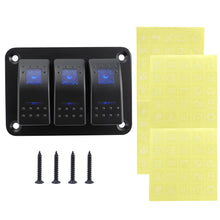 Load image into Gallery viewer, Marine 2/3/4/5/6/ 8 Group Rocker Switch Panel 5-pin for 12V/24V Cars ATV Trailers With Blue Indicator Light
