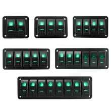 Load image into Gallery viewer, Marine 2/3/4/5/6/ 8 Group Rocker Switch Panel 5-pin for 12V/24V Cars ATV Trailers With Red Green Indicator Light
