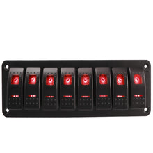 Load image into Gallery viewer, Marine 2/3/4/5/6/ 8 Group Rocker Switch Panel 5-pin for 12V/24V Cars ATV Trailers With Red Green Indicator Light
