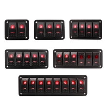 Load image into Gallery viewer, Marine 2/3/4/5/6/ 8 Group Rocker Switch Panel 5-pin for 12V/24V Cars ATV Trailers With Red Green Indicator Light
