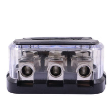 Load image into Gallery viewer, 3-Way Car Audio Fuse Block with 150A Fuses 0/2 Input 4/8 Output Fuse Switchboard for Truck Boat Audio Stereo Amplifiers
