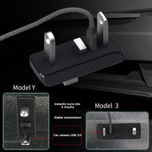 Load image into Gallery viewer, Car Glove Box Docking Station 4-in-1 USB Hub Ports Charger &amp; Data Transfer for Tesla Model 3 Y 3+ Juniper Interior Upgrade Accessory
