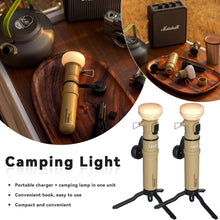 Load image into Gallery viewer, 1Set Retro Multifunction Camping Light with Power Bank and Stand Portable Outdoor Ambience Light Mobile Power Source USB Rechargeable Long Battery Life
