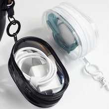 Load image into Gallery viewer, Portable Transparent Travel Cable Organizer Bag Storage for Cables Chargers Digital Accessories Zipper Protection Bag Keychain
