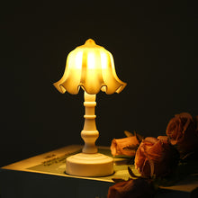 Load image into Gallery viewer, Mini LED Night Light Battery Powered Pleated Shellflower Bud Table Lamp Modern Retro Nordic Style For Bedroom Decor
