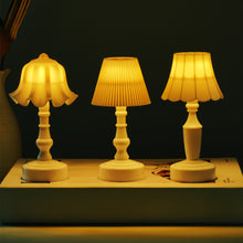 Load image into Gallery viewer, Mini LED Night Light Battery Powered Pleated Shellflower Bud Table Lamp Modern Retro Nordic Style For Bedroom Decor
