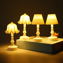 Load image into Gallery viewer, Mini LED Night Light Battery Powered Pleated Shellflower Bud Table Lamp Modern Retro Nordic Style For Bedroom Decor
