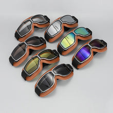 Load image into Gallery viewer, Motorcycle Riding Glasses Windproof Light-proof Sunglasses Helmet Glasses Leather Retro Motorcycle Accessories
