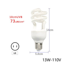 Load image into Gallery viewer, 5.010.0 UVB Reptile Lamp 13W 26W UVB Rays Energy Heating Light Calcium-enriched Bulb Heating Lamps Turtle Lizard Snake
