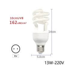 Load image into Gallery viewer, 5.010.0 UVB Reptile Lamp 13W 26W UVB Rays Energy Heating Light Calcium-enriched Bulb Heating Lamps Turtle Lizard Snake
