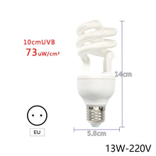 Load image into Gallery viewer, 5.010.0 UVB Reptile Lamp 13W 26W UVB Rays Energy Heating Light Calcium-enriched Bulb Heating Lamps Turtle Lizard Snake
