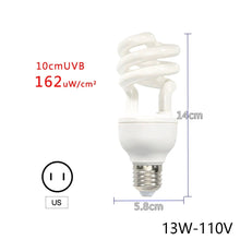 Load image into Gallery viewer, 5.010.0 UVB Reptile Lamp 13W 26W UVB Rays Energy Heating Light Calcium-enriched Bulb Heating Lamps Turtle Lizard Snake
