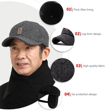 Load image into Gallery viewer, Men Winter Baseball Cap Warm Windproof Hat Thickened Woolen Knitted Ear Protection Cap Outdoor Sport Running Earflap Hat
