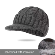 Load image into Gallery viewer, Men Short-Brimmed Baseball Cap Retro Knitted Braided Pattern Hat Thickened Warm Windproof Cap
