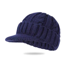 Load image into Gallery viewer, Men Short-Brimmed Baseball Cap Retro Knitted Braided Pattern Hat Thickened Warm Windproof Cap
