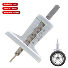 Load image into Gallery viewer, Stainless Steel Car Tire Tread Depth Gauge 0-50mm &amp; 0-5cm Dual Scale High Precision Measurement Tool for Maintenance Automotive Tool
