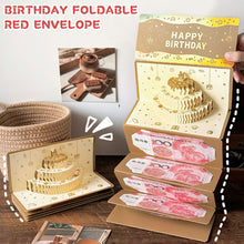 Load image into Gallery viewer, Foldable 3D Birthday Red Envelope Greeting Card Multiple Card Slots Lucky Money Pocket For Chinese New Year Best Wishes
