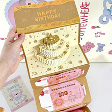 Load image into Gallery viewer, Foldable 3D Birthday Red Envelope Greeting Card Multiple Card Slots Lucky Money Pocket For Chinese New Year Best Wishes

