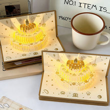 Load image into Gallery viewer, 3D Music Light Birthday Card Creative Pop Up Cake Lucky Money Red Envelope Greeting Card With Light Music For Holiday Party Gift
