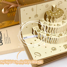 Load image into Gallery viewer, 3D Music Light Birthday Card Creative Pop Up Cake Lucky Money Red Envelope Greeting Card With Light Music For Holiday Party Gift
