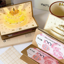 Load image into Gallery viewer, 3D Music Light Birthday Card Creative Pop Up Cake Lucky Money Red Envelope Greeting Card With Light Music For Holiday Party Gift
