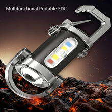 Load image into Gallery viewer, Mini Keychain Flashlight Rechargeable Pocket COB Working Light Outdoor Hook Emergency Warning Light for Camping Walking Hiking
