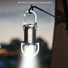 Load image into Gallery viewer, Mini Keychain Flashlight Rechargeable Pocket COB Working Light Outdoor Hook Emergency Warning Light for Camping Walking Hiking
