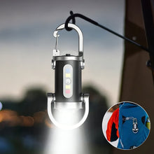 Load image into Gallery viewer, Mini Keychain Flashlight Rechargeable Pocket COB Working Light Outdoor Hook Emergency Warning Light for Camping Walking Hiking
