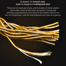 Load image into Gallery viewer, 8 Core Headphone Cable 3.5mm 1 to 2 pin Balanced Cable Silver Plated Upgrade Replacement 1.2m
