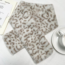 Load image into Gallery viewer, Cute Thicken Warm Leopard Print Scarf Windproof Soft Faux Fur Scarf Faux Rabbit Fur Faux Collar Winter Scarf Neck Wrap
