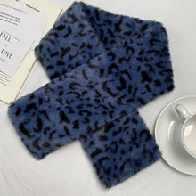Load image into Gallery viewer, Cute Thicken Warm Leopard Print Scarf Windproof Soft Faux Fur Scarf Faux Rabbit Fur Faux Collar Winter Scarf Neck Wrap
