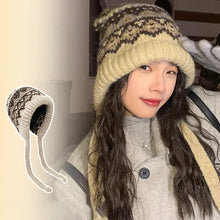 Load image into Gallery viewer, Striped Spliced Knitted Brimless Hat Ethnic Retro Style Woolen Hats Autumn Winter Thickened Warm Resistant Ear Protection Caps

