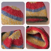Load image into Gallery viewer, Korean Version Playful Rolled Edge Striped Knitted Hat For Women In Autumn And Winter Warm Ear Protection Cold Hat Woolen Hat
