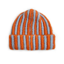 Load image into Gallery viewer, Autumn and Winter New Korean Feather Yarn Striped Wool Beanie Cap Women Showing Face Small Cold Knitted Cold Hat Men
