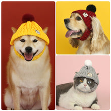 Load image into Gallery viewer, Knitted Pet Hat Cap Dog Cat Winter Scarf Cap Suit Funny Warm Pet Beanie Clothing Large dog Labrador Golden Retriever Cap Winter Pet Accessory
