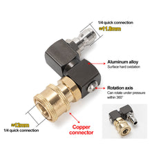 Load image into Gallery viewer, 360-Degree Swivel High Pressure Washer Adjustable Angle Elbow with 1/4" Quick Connect Brass Quick Connector for Car Washing &amp; Cleaning Equipment

