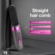 Load image into Gallery viewer, Wireless Mini Hair Styler Portable Rechargeable Curling &amp; Straightening Comb Temperature Adjustable Dual-purpose for Travel Beauty Hair Tool
