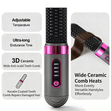 Load image into Gallery viewer, Wireless Mini Hair Styler Portable Rechargeable Curling &amp; Straightening Comb Temperature Adjustable Dual-purpose for Travel Beauty Hair Tool
