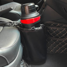 Load image into Gallery viewer, Universal Car Water Bottle &amp; Thermos Holder For Center Console Side Mount with Storage Pocket Adjustable Strap Interior Organizer Large Size
