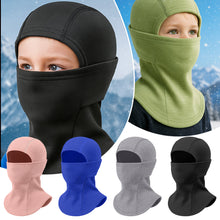 Load image into Gallery viewer, Kids Winter Thermal Headgear Solid Color Fleece Lined Thickened Cold Protection Face Mask Outdoor Skiing Cycling Neck and Face Head Covering
