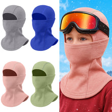 Load image into Gallery viewer, Kids Winter Thermal Headgear Solid Color Fleece Lined Thickened Cold Protection Face Mask Outdoor Skiing Cycling Neck and Face Head Covering
