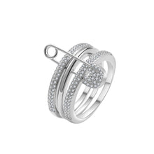 Load image into Gallery viewer, Fashion Three Layers Pin Connection Ring Detachable Tri Color Cubic Zircon Pave Setting Luxury Party Wedding Jewelry For Women
