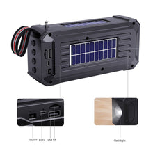 Load image into Gallery viewer, Solar Wireless Bluetooth Speaker Dual Solar Power Rechargeable with Flashlight TF USB Mp3 Music Player Audio System Fm Radio
